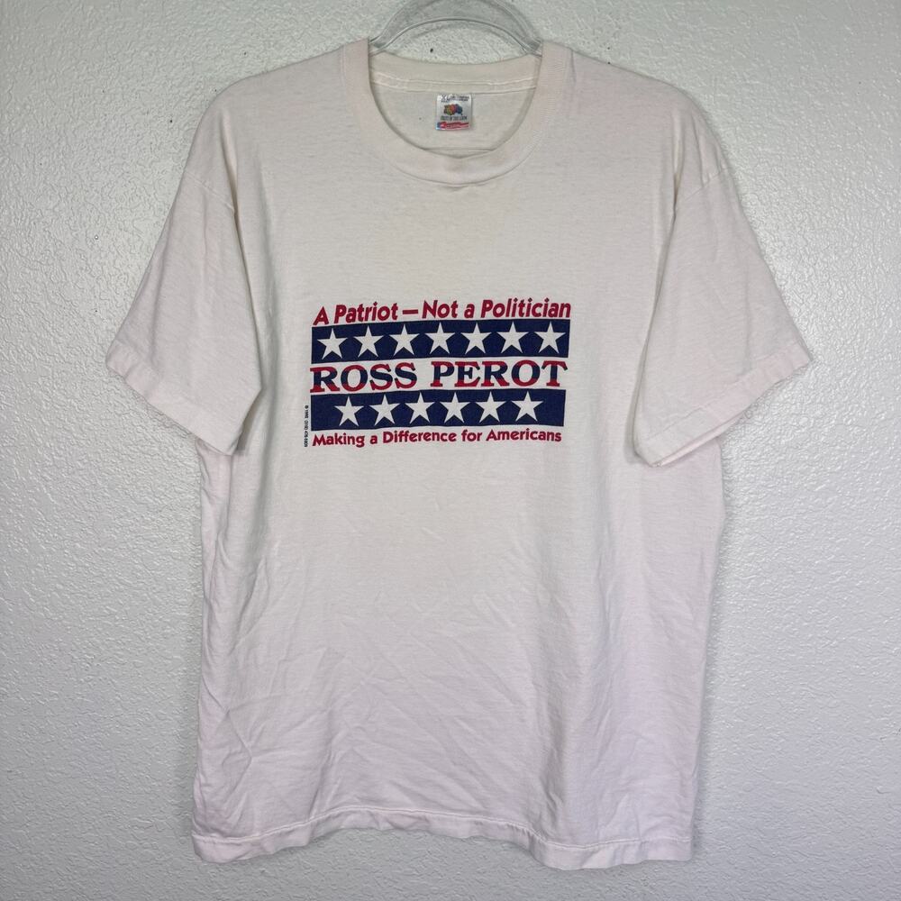 Vintage Ross Perot Shirt Mens XL 1992 Patriot Not Politician Graphic Tee USA